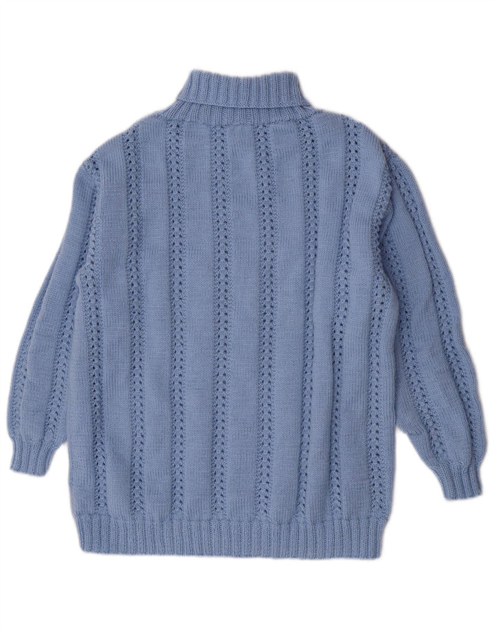 Vintage Dame Roll Neck Jumper Sweater UK 14 Large Blue