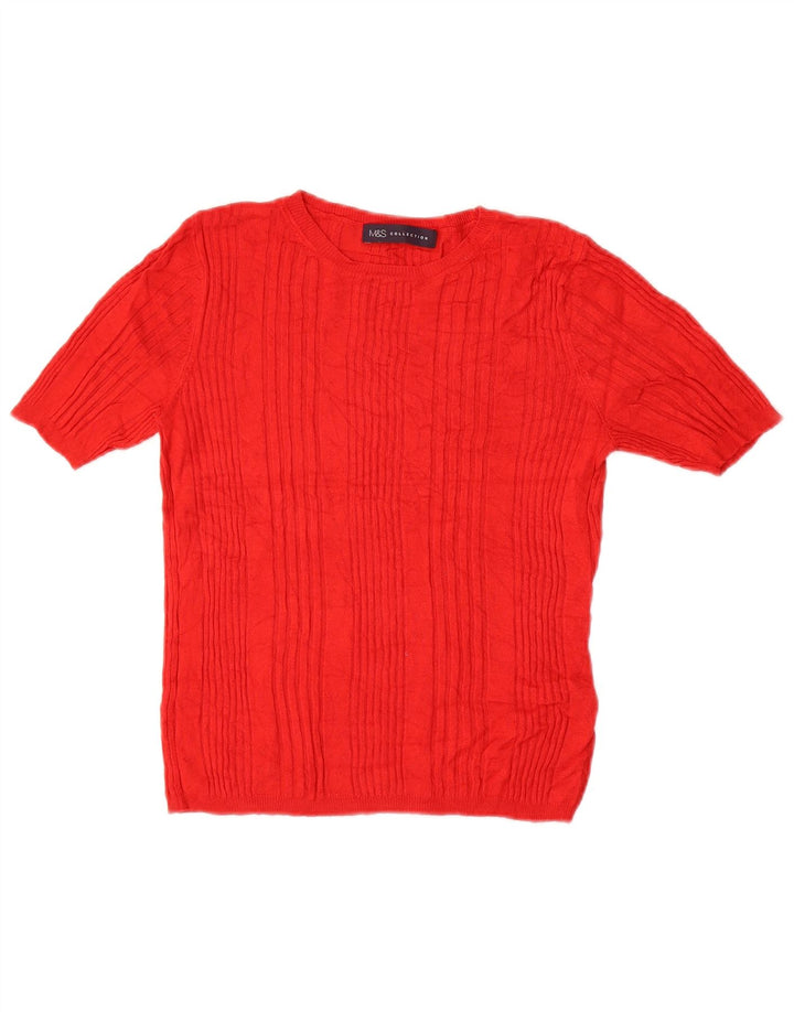 Marks & Spencer Dame Crop Crew Neck Jumper Sweater UK 10 Small Red