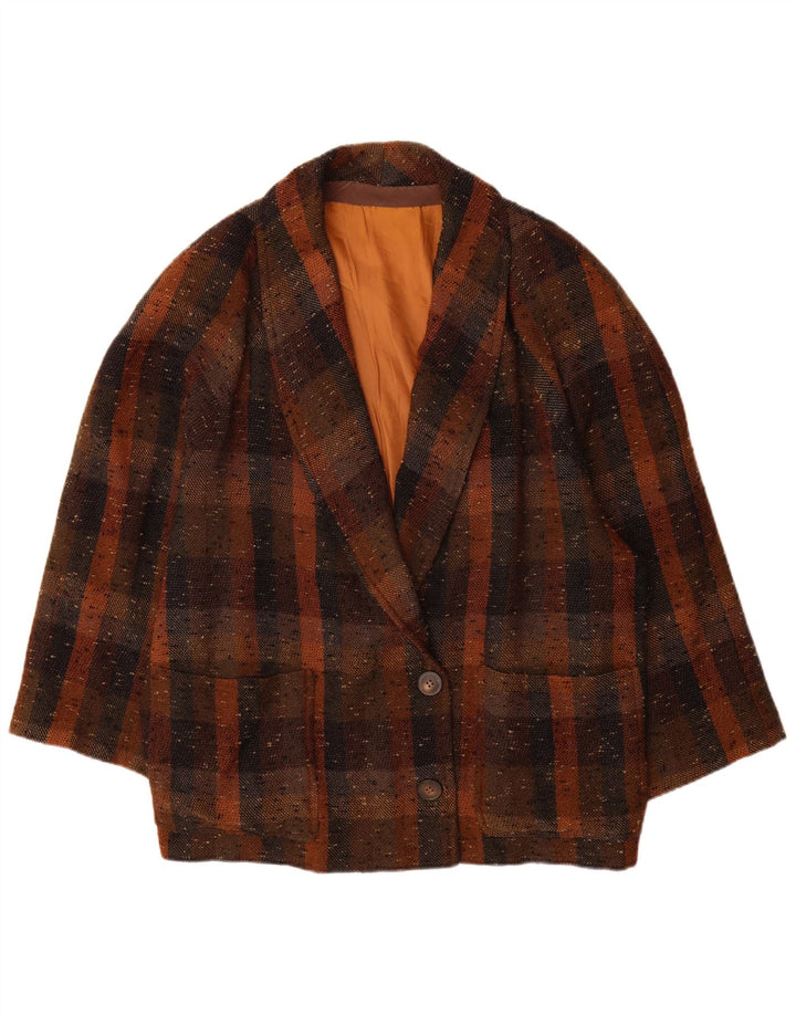 Vintage dame 2-knaps blazerjakke UK 18 XL brun ternet