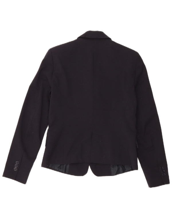 Zara Dame 1 Knap Blazer Jacket UK 12 Medium Navy Blue Polyester