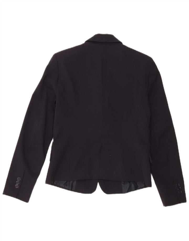 Zara Dame 1 Knap Blazer Jacket UK 12 Medium Navy Blue Polyester