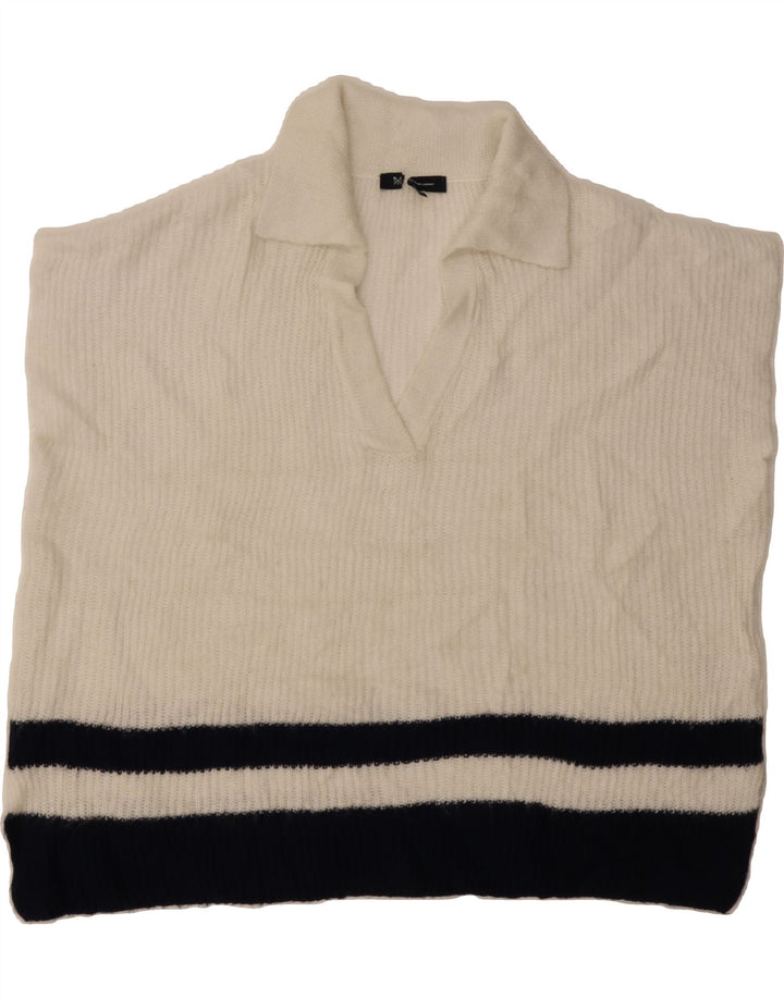 CREW CLOTHING Womens Polo Neck Jumper Sweater UK 14 Medium White Vintage Crew Clothing and Second-Hand Crew Clothing from Messina Hembry 
