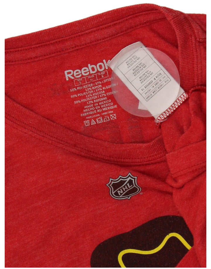 Reebok Herre Chicago Blackhawks Grafisk T-Shirt Top Stor Rød Polyester
