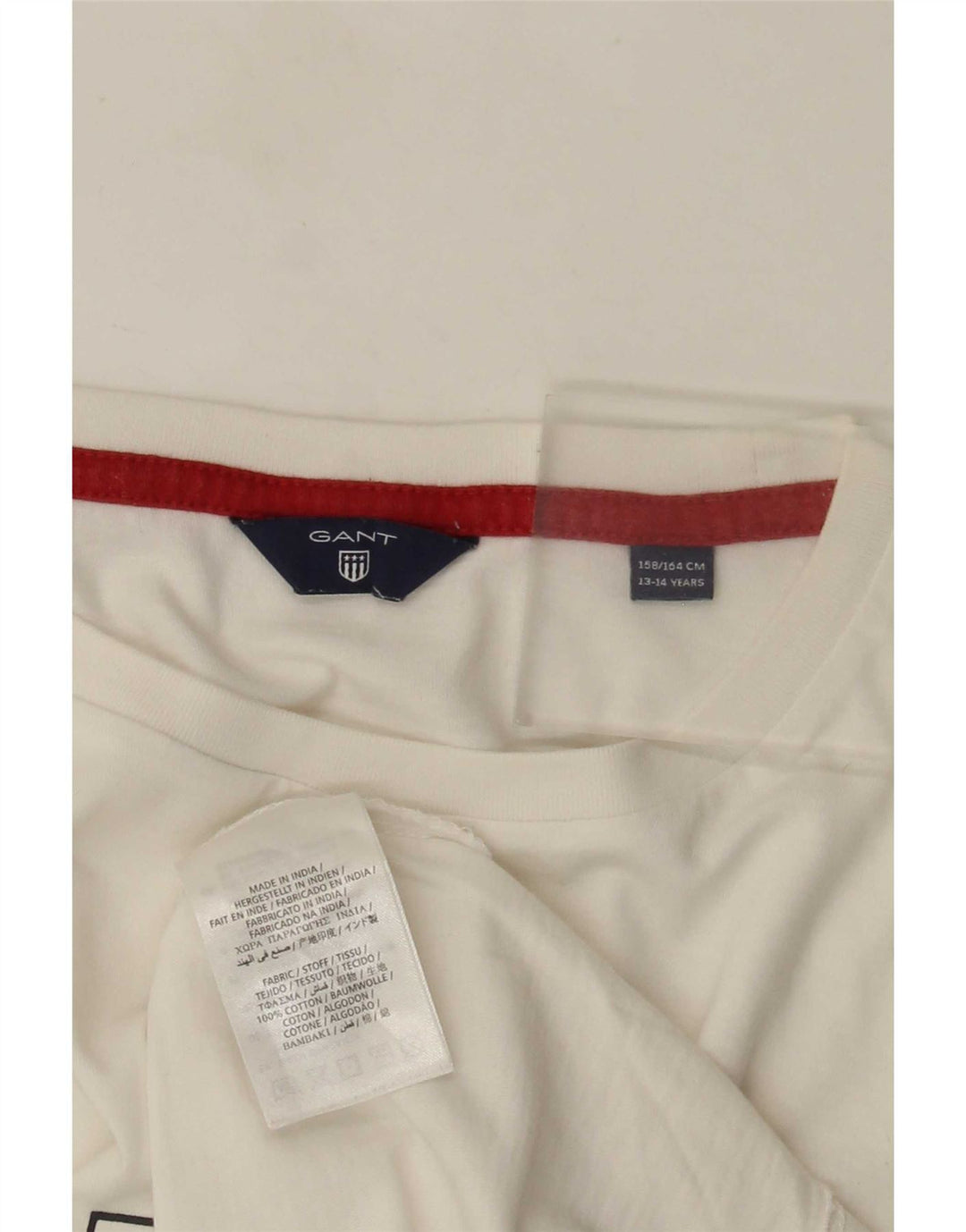 Gant Boys Grafisk T-Shirt Top 13-14 År Hvid Bomuld