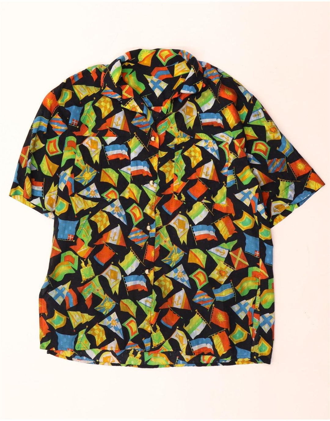 Vintage kvinders abstrakt mønster skjorte bluse UK 16 Large Multicolor