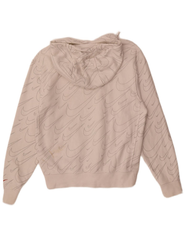 Nike Dame grafisk oversized hættetrøje Jumper UK 6 XS Hvid Bomuld
