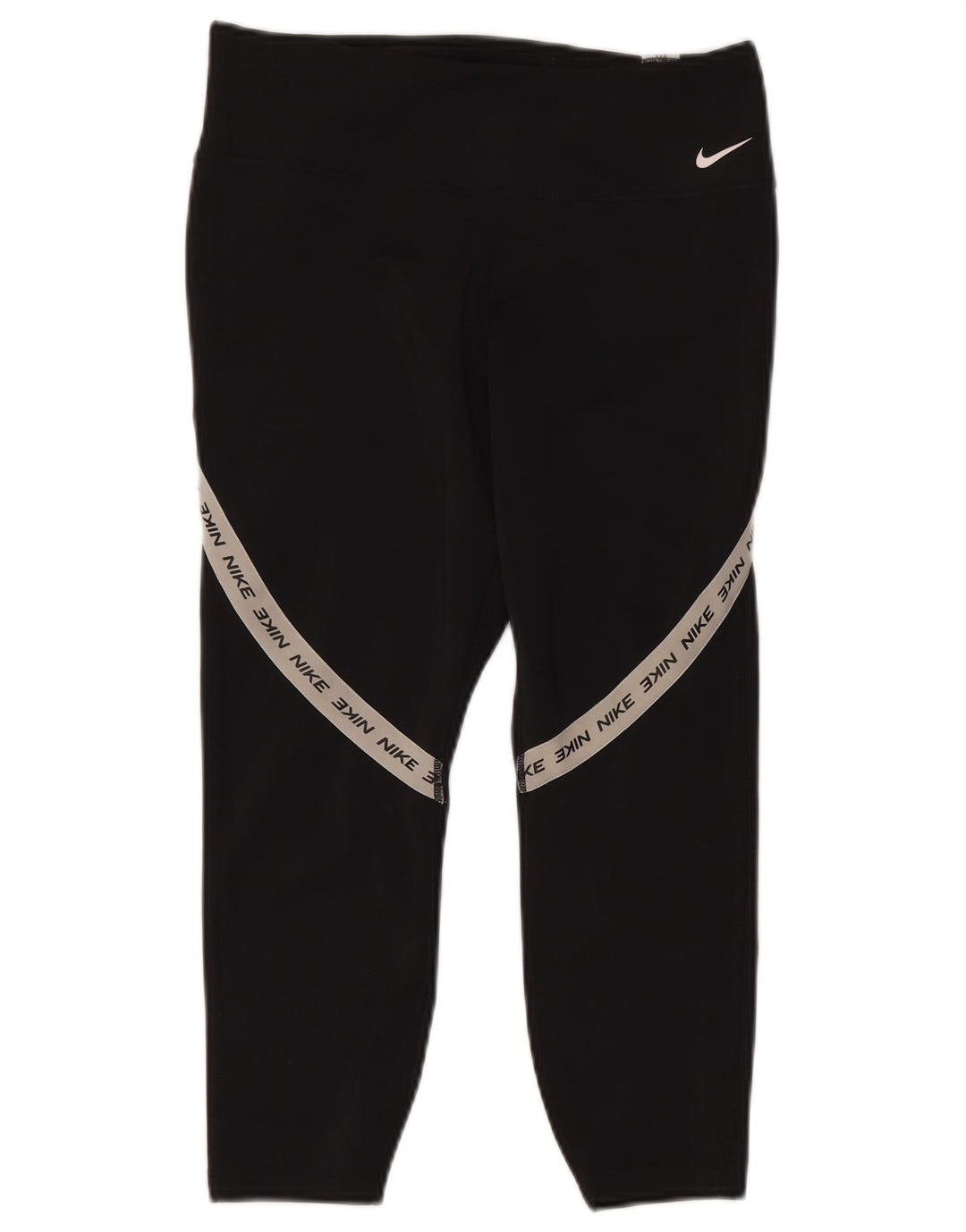 NIKE Womens Dri Fit Capri Graphic Leggings UK 16 Large  Black