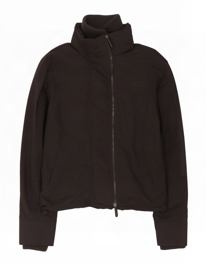 Superdry Grafisk regnjakke til kvinder UK 14 Medium Sort Nylon