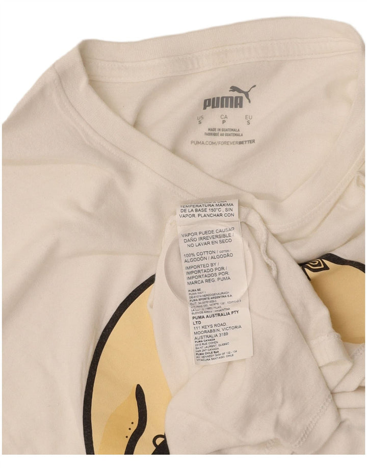 PUMA Grafisk T-shirt top til mænd, lille råhvid bomuld