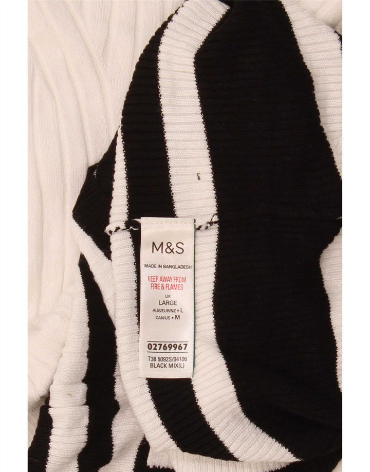 Marks & Spencer Damevest Tank Top UK 14 Stor hvid stribet viskose