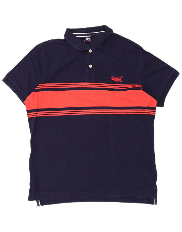 Superdry Polo Shirt til mænd XL Marineblå Colourblock Bomuld
