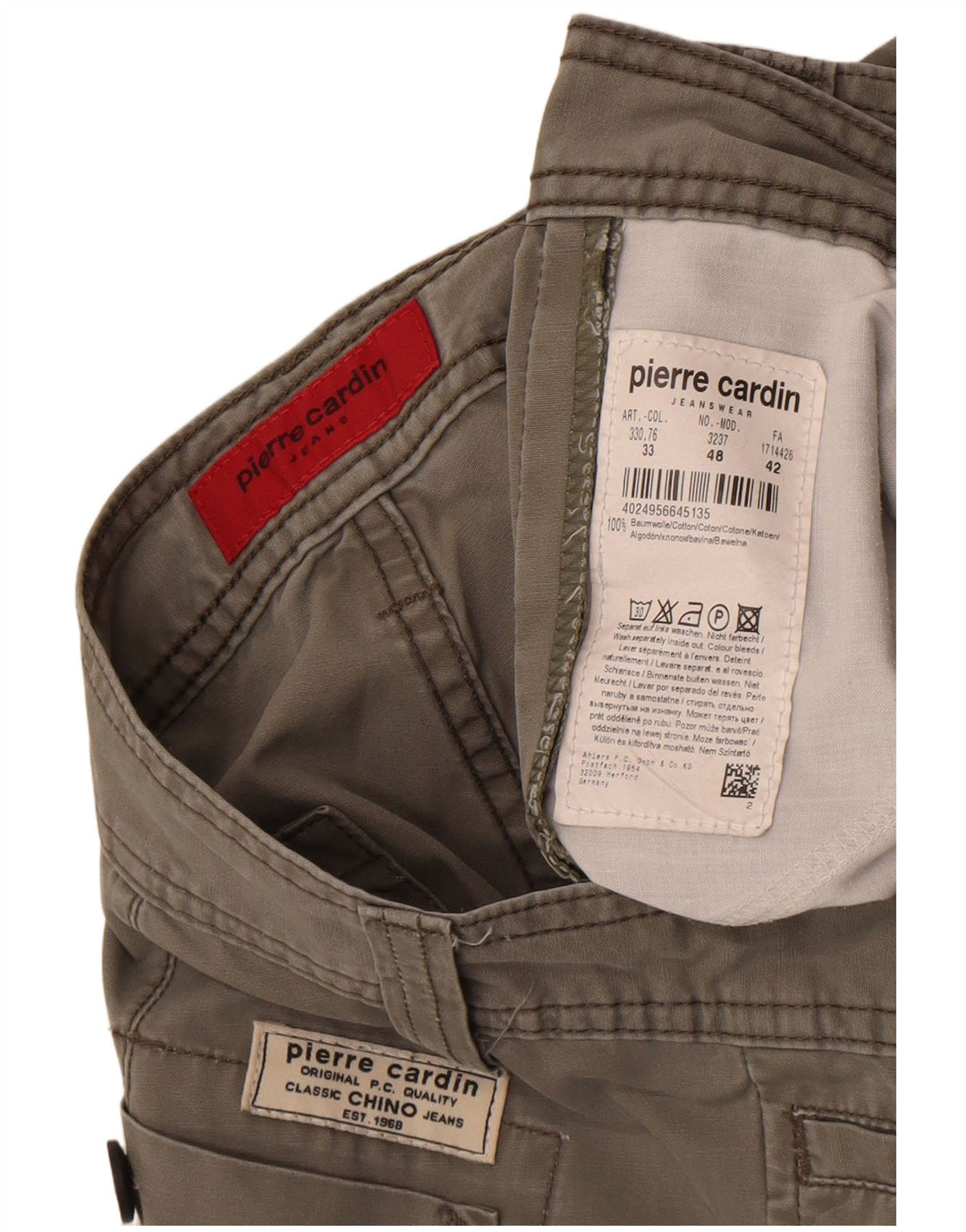 Pierre Cardin Herre Cargo Bermuda Shorts W33 Medium Grå Bomuld