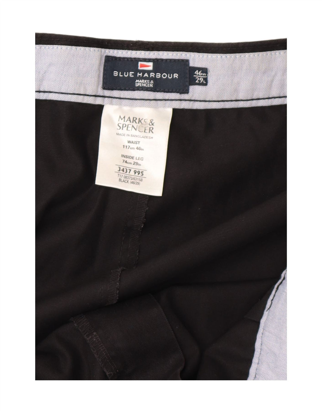 Marks & Spencer Herre Pegged Chino Bukser W46 L29 Sort Bomuld