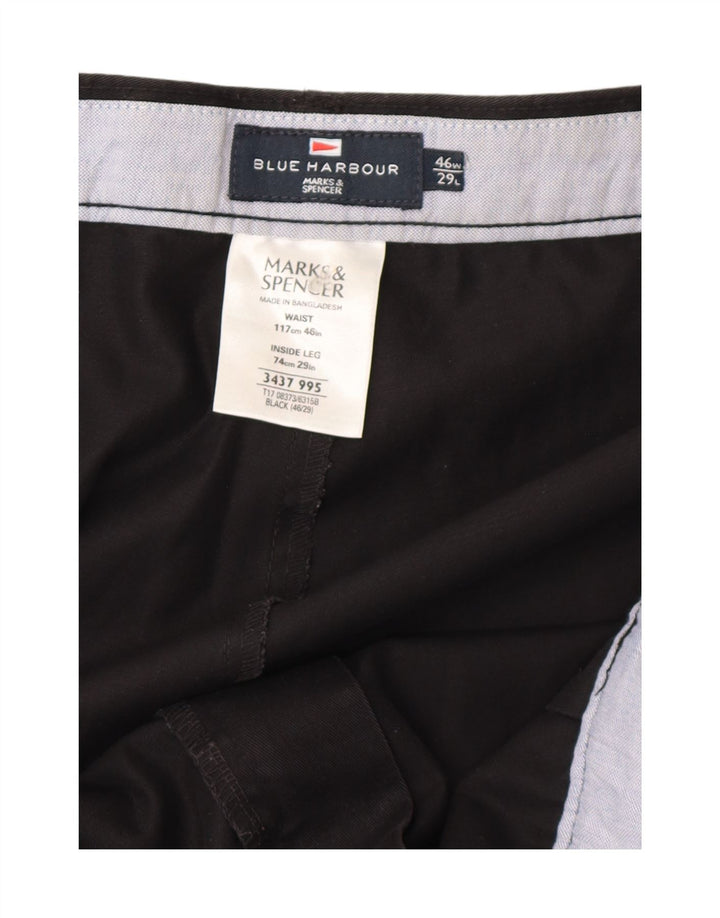 Marks & Spencer Herre Pegged Chino Bukser W46 L29 Sort Bomuld