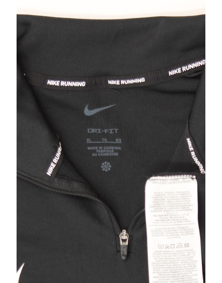Nike Dame Dri Fit Grafisk Zip Neck Pullover Træningsdragt Top UK 18 XL Sort