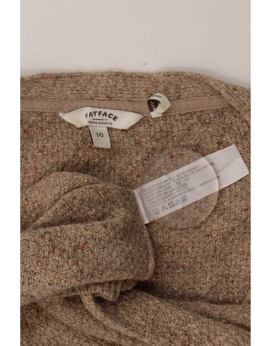 Fat Face Dame Cardigan Sweater UK 10 Lille Brun Bomuld