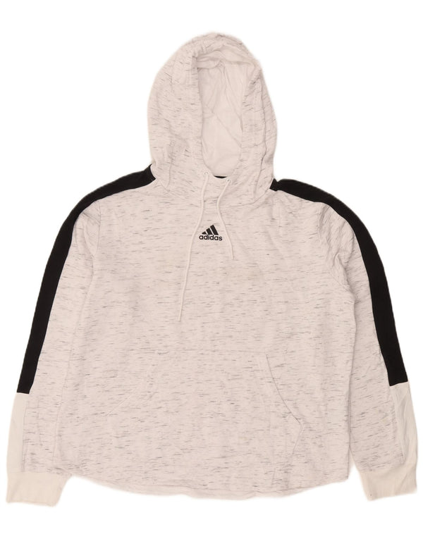Adidas Womens Hoodie Jumper UK 16/18 Large White Flecked Cotton