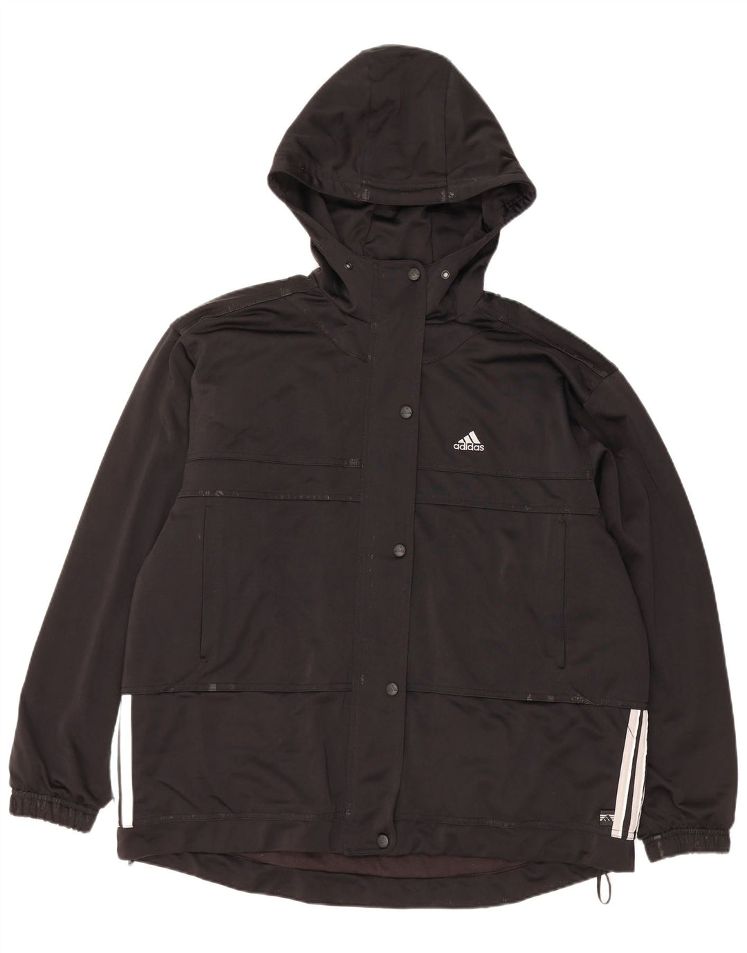 ADIDAS Dame Oversized hættetræningsdragt Topjakke UK 14 Large Sort