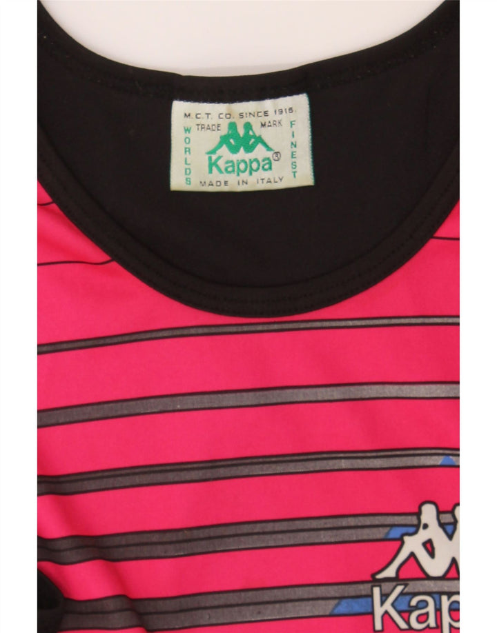 KAPPA Womens Vest Top UK 10 Small Black Striped Vintage Kappa and Second-Hand Kappa from Messina Hembry 