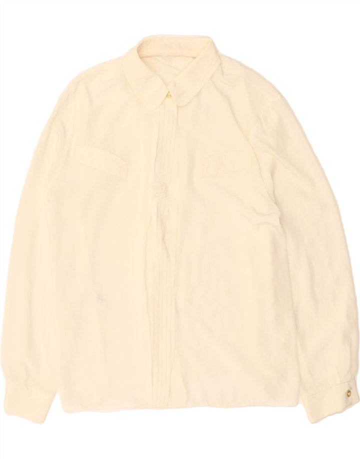 VINTAGE Womens Shirt Blouse UK 18 XL Off White Polyester Vintage Vintage and Second-Hand Vintage from Messina Hembry 