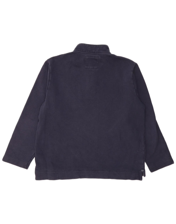 CREW TØJ Herre Button Neck Sweatshirt Jumper 2XL Navy Blue Bomuld