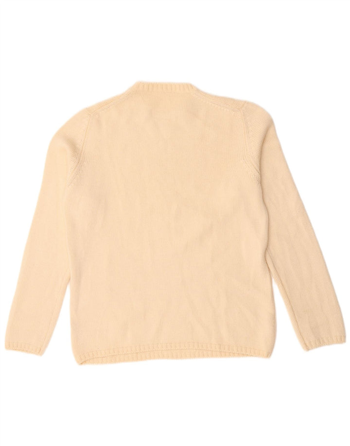 Vintage dame sweater med rund hals IT 44 Medium Off White Merinould