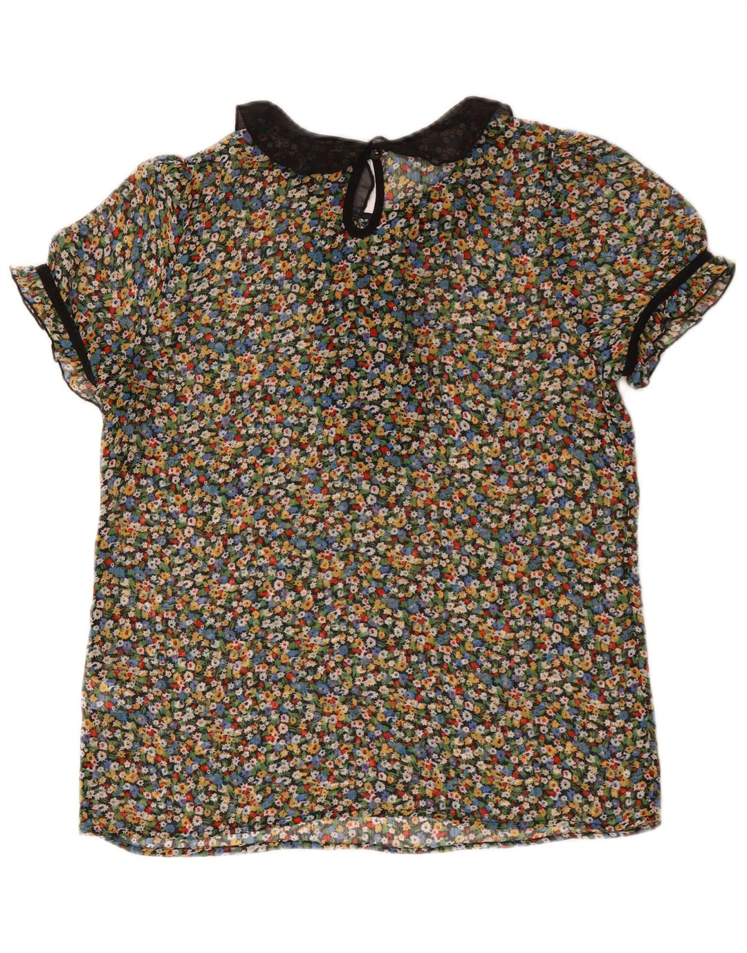 Topshop Dame Se Through Bluse Top UK 12 Medium Multicolored Floral
