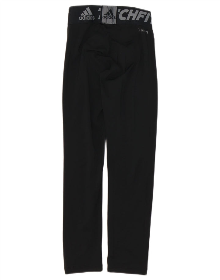 ADIDAS Boys Climalite Graphic Leggings 9-10 Years Black Polyester