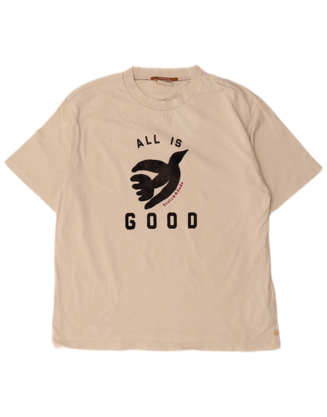 Scotch & Soda Herre grafisk T-shirt Top Lille hvid bomuld