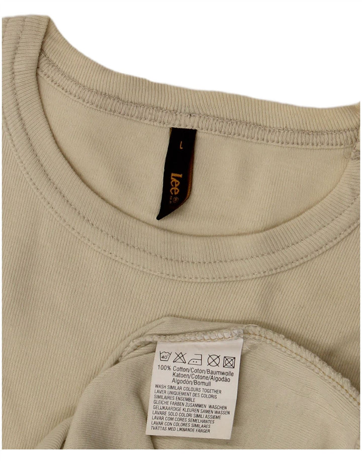 Lee Dame T-Shirt Top UK 14 Stor Beige Bomuld