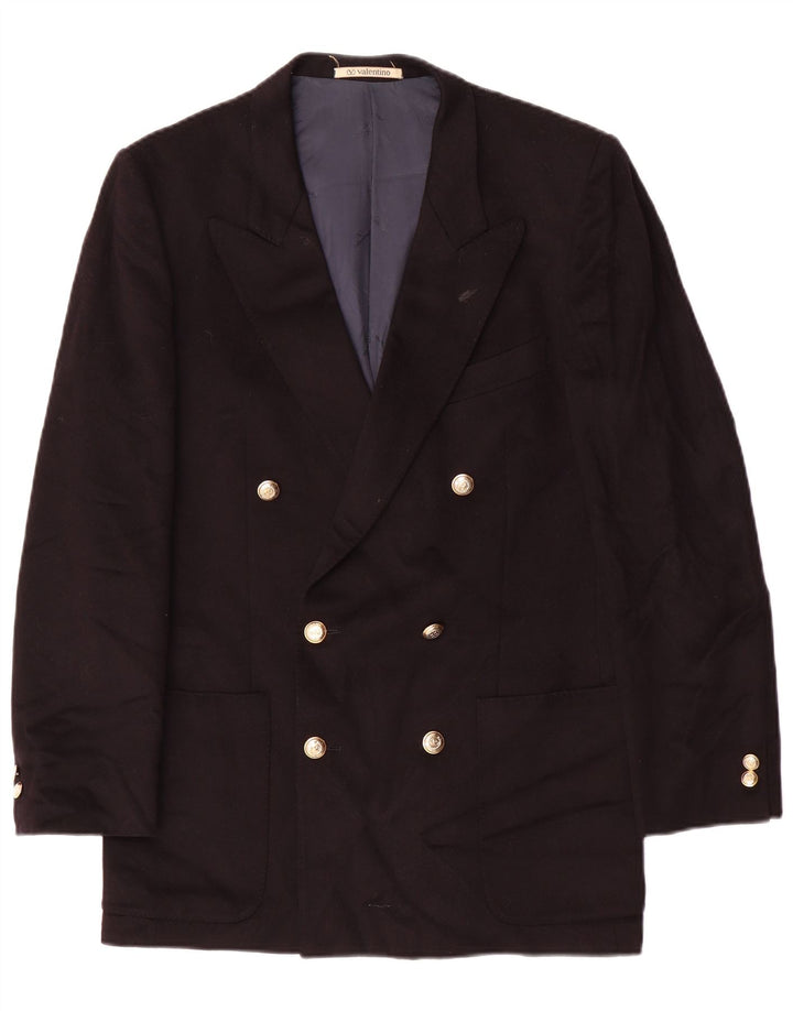 Valentino Herre dobbeltradet blazerjakke IT 46 Small Black Virgin Wool