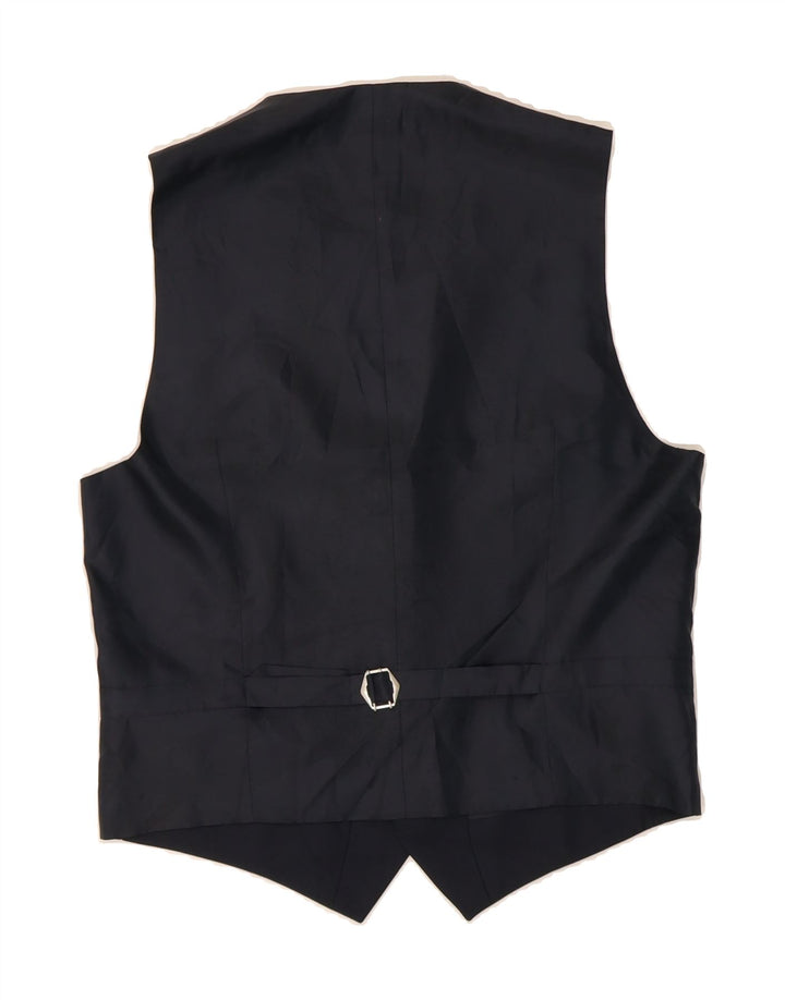 MARKS & SPENCER Mens Tailored Waistcoat Small Navy Blue Polyester Vintage Marks & Spencer and Second-Hand Marks & Spencer from Messina Hembry 