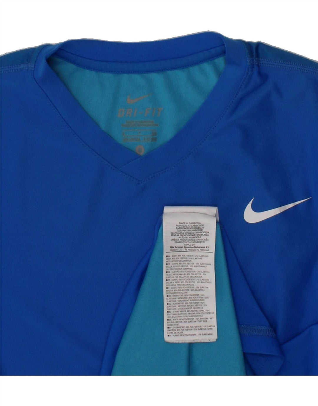 NIKE Boys Dri Fit Graphic T-Shirt Top 9-10 Years Small Blue Polyester Vintage Nike and Second-Hand Nike from Messina Hembry 