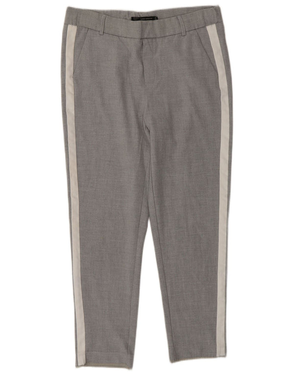 Zara Dame Slim Chino Bukser XS W24 L26 Grå Colourblock