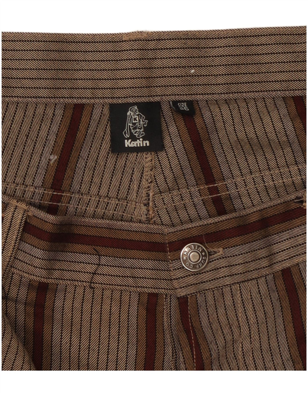 Katin Herre Casual Shorts W36 Stor brun stribet polyester