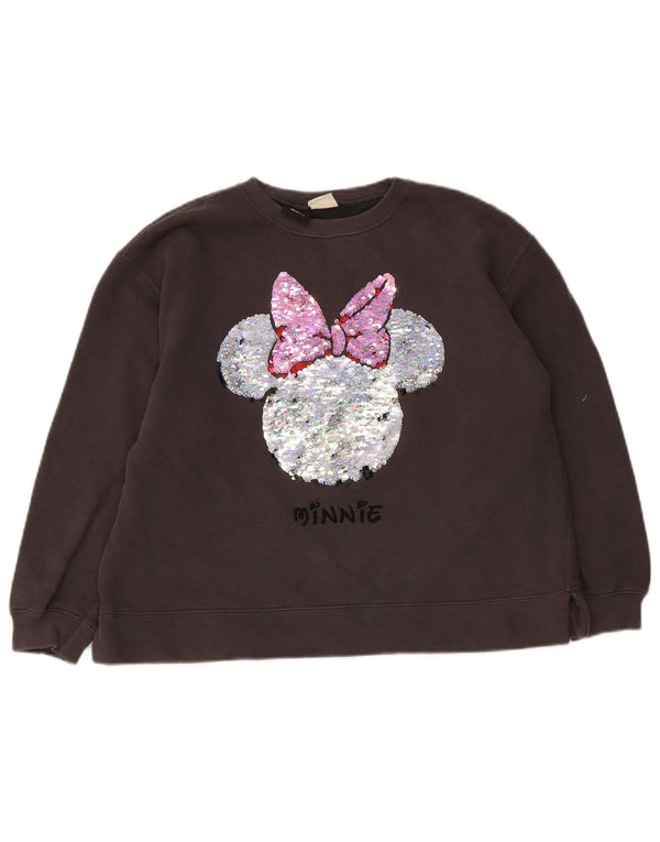 Zara Girls Minnie Crop Grafisk Sweatshirt Jumper 11-12 år Grå Bomuld