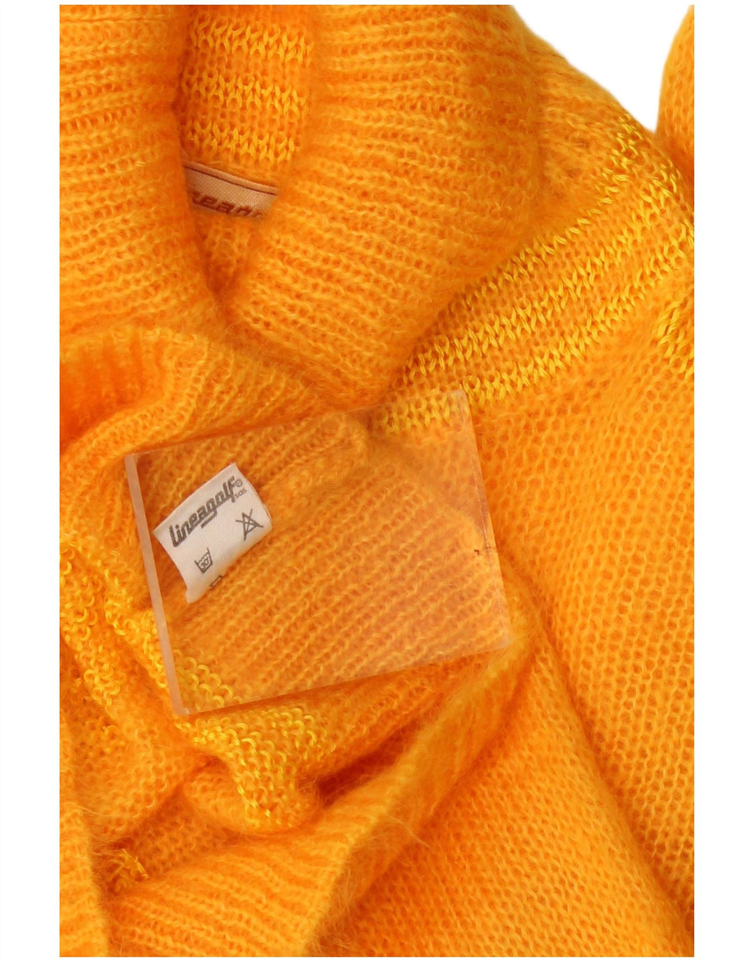 Vintage Dame Roll Neck Jumper Sweater UK 12 Medium Orange Mohair