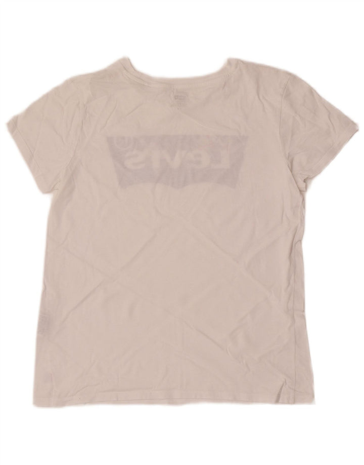 Levi's Grafisk T-shirt top til kvinder UK 12 Medium hvid bomuld