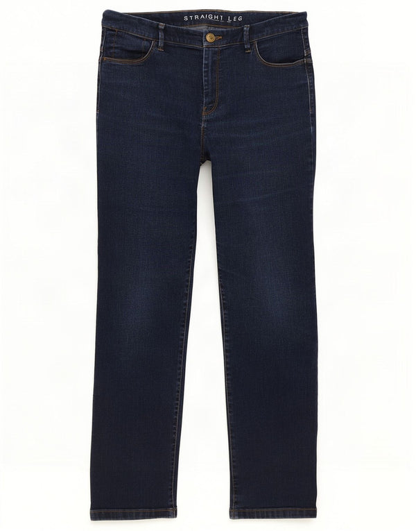 Marks & Spencer Dame Straight Jeans UK 14 Large W30 L28 Marineblå Bomuld