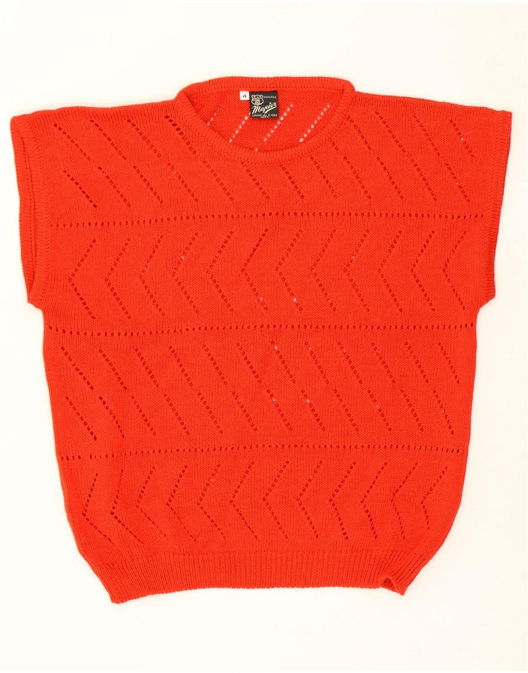 MAPIER Womens Short Sleeve Crew Neck Jumper Sweater UK 4 XS Red Vintage Mapier and Second-Hand Mapier from Messina Hembry 