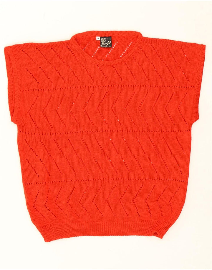 MAPIER Womens Short Sleeve Crew Neck Jumper Sweater UK 4 XS Red Vintage Mapier and Second-Hand Mapier from Messina Hembry 