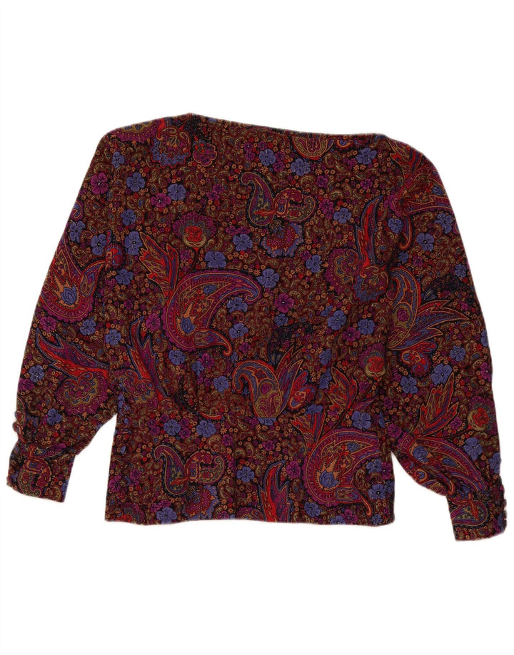Vintage Dame Langærmet Bluse Top UK 12 Medium Multicolored Paisley