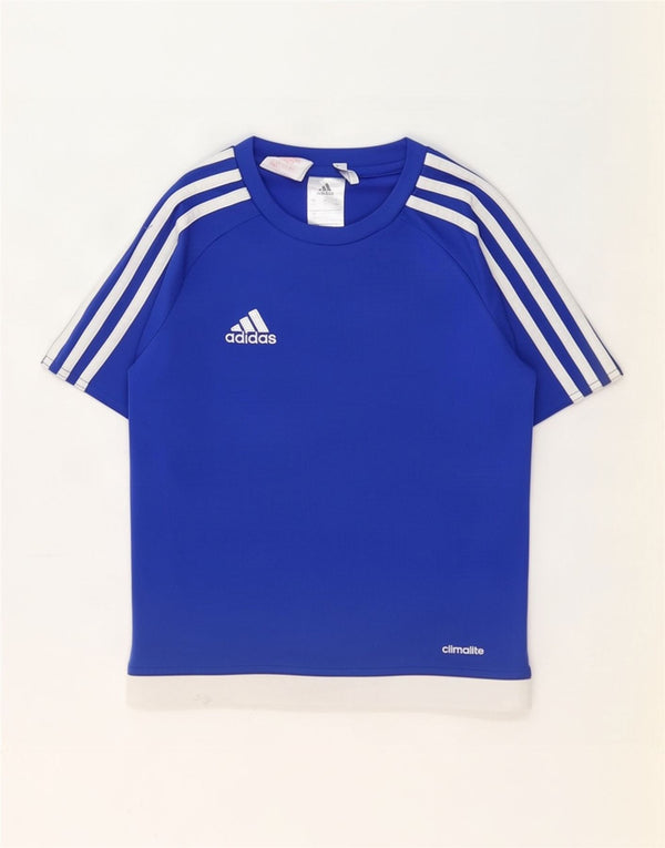 Adidas Boys Climalite T-Shirt Top 7-8 år Blå Colourblock Polyester