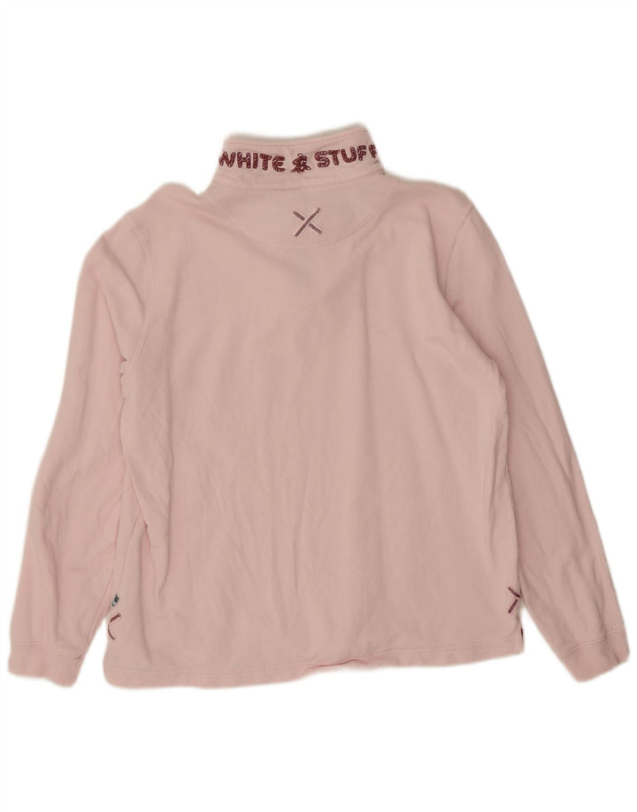 WHITE STUFF Dame grafisk lynlås-hals sweatshirt DK 12 Medium Pink
