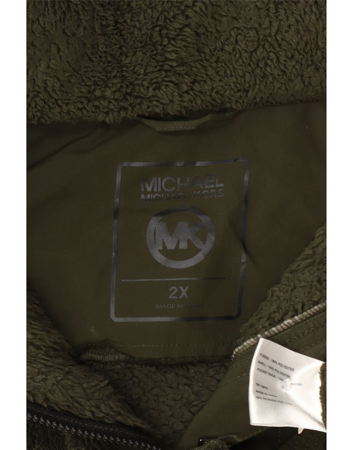 Michael Kors Fleeceoverfrakke til kvinder UK 20 2XL Grøn Polyester