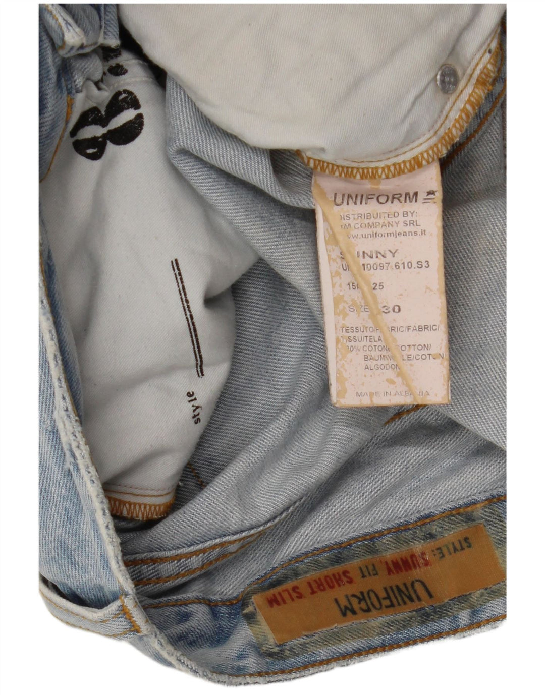 Uniform Herre Distressed Denim Shorts W30 Medium Blue Cotton