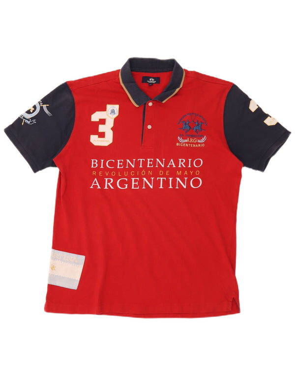 La Martina Herre Bicentenario de Revolucion Mayo Rugby Polo Shirt XL Rød