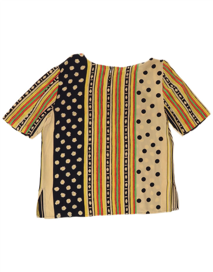 Vintage Damebluse Top UK 16 Stor Flerfarvet Geometrisk
