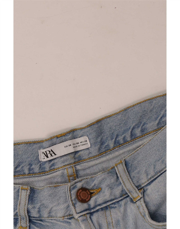 Zara Womens Distressed Denim Shorts EU 38 Small W28 Blue