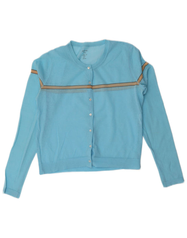 Marccain Womens Crop Cardigan Sweater UK 14 Mellem blå stribet